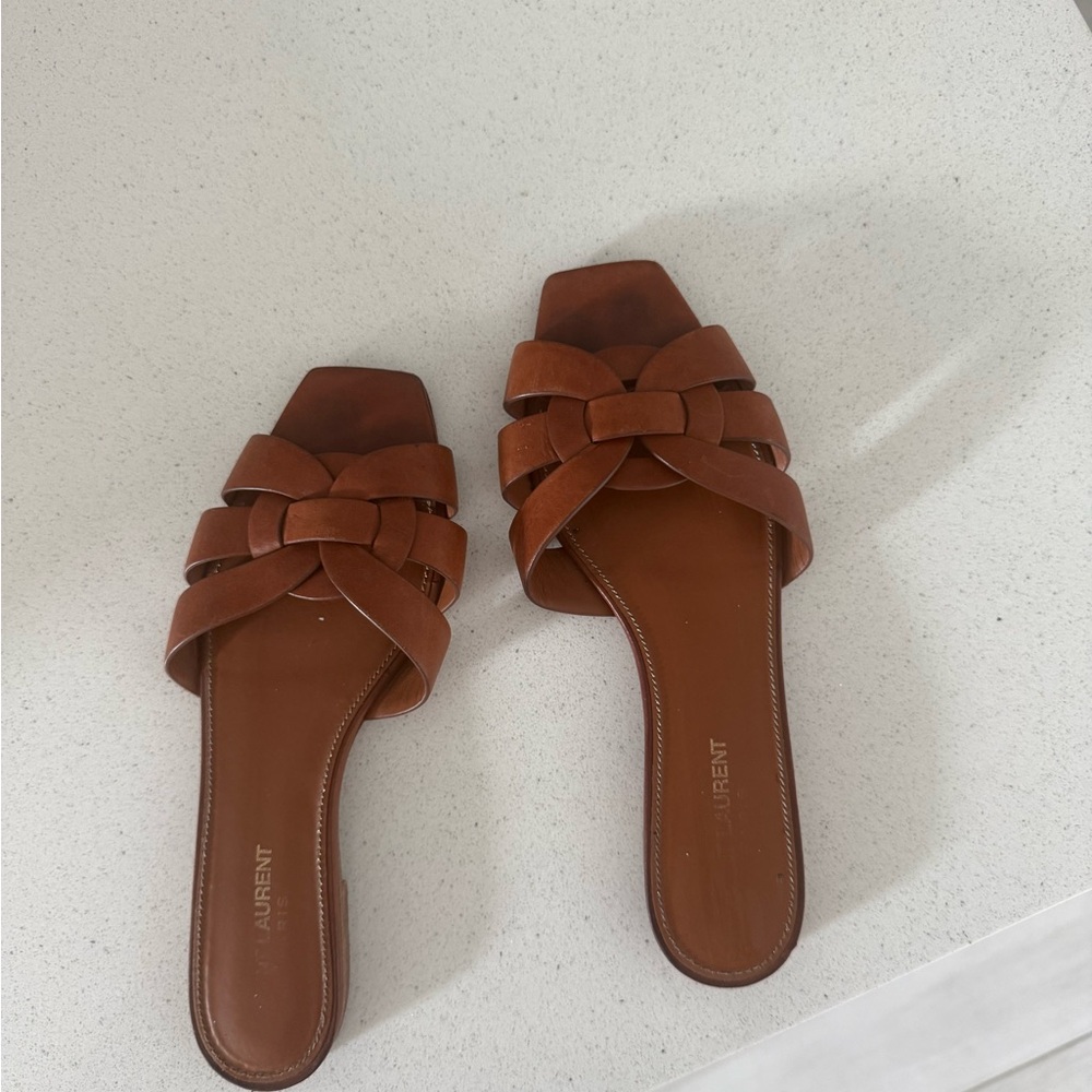 Saint Laurent Tan Leather Sandals